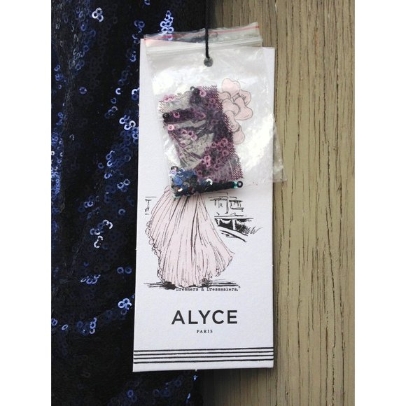 Alyce Paris 60304 Midnight Navy Blue Sequin Prom Formal Dress Gown Size 12 - Picture 9 of 13